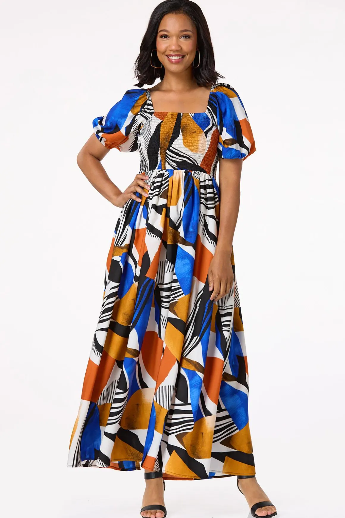 Abstract Smocked Dress