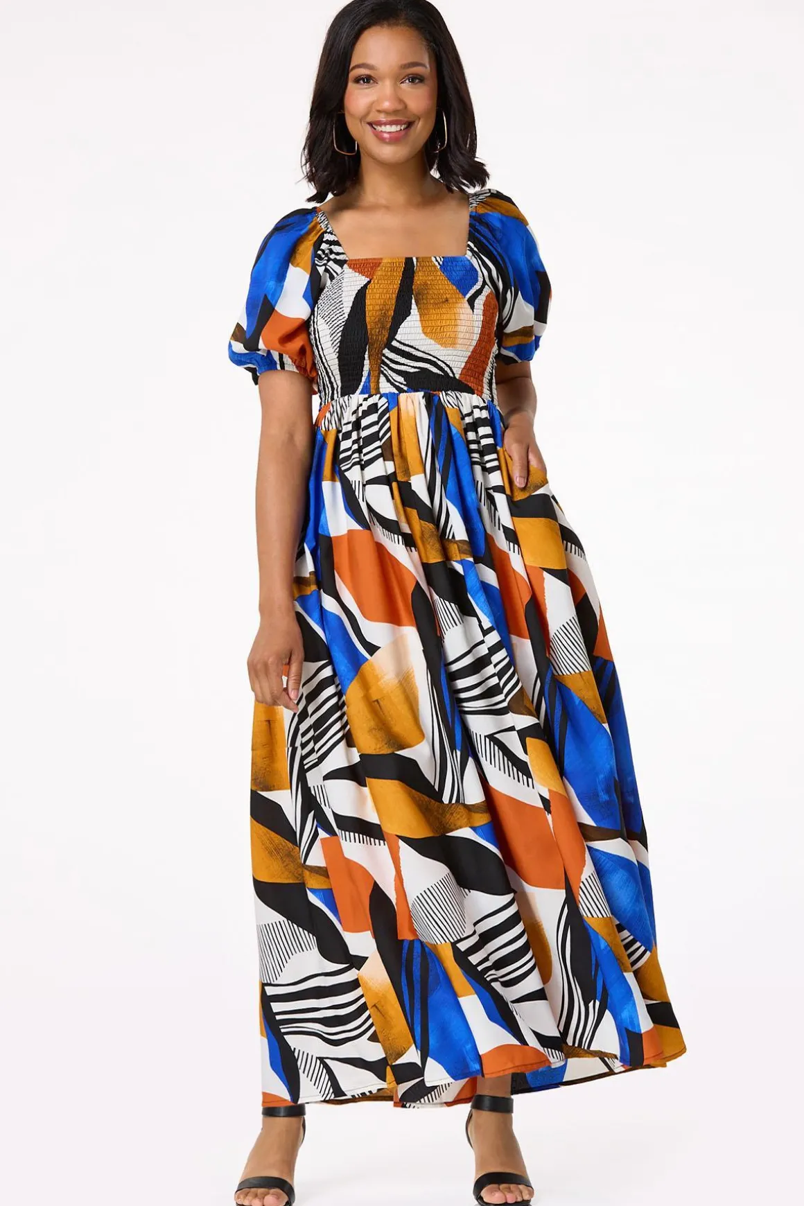 Abstract Smocked Dress