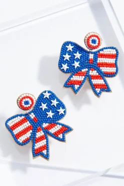 Americana Beaded Bow Earrings