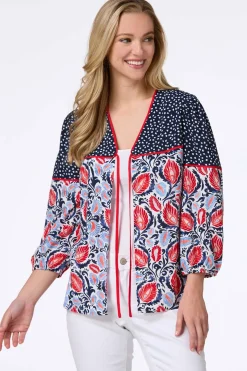 Americana Leaf Tie Front Top