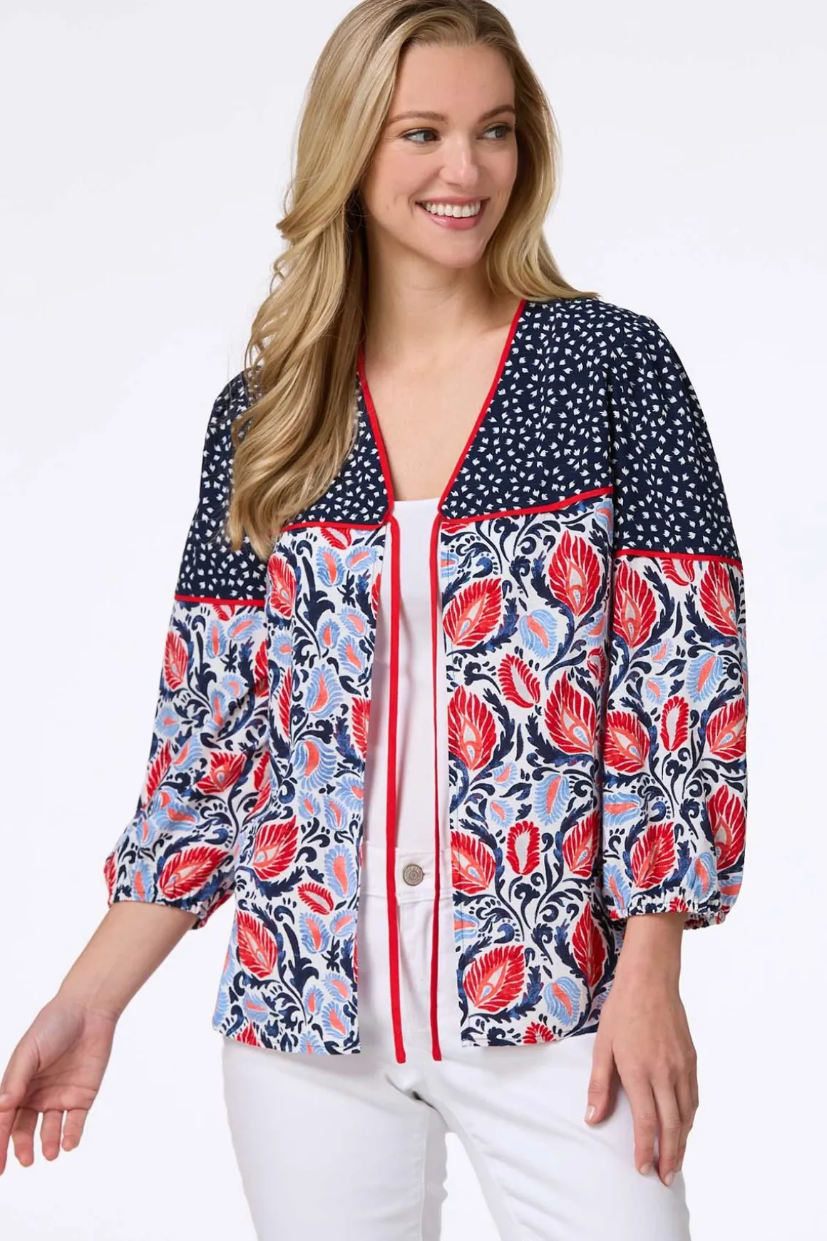Americana Leaf Tie Front Top