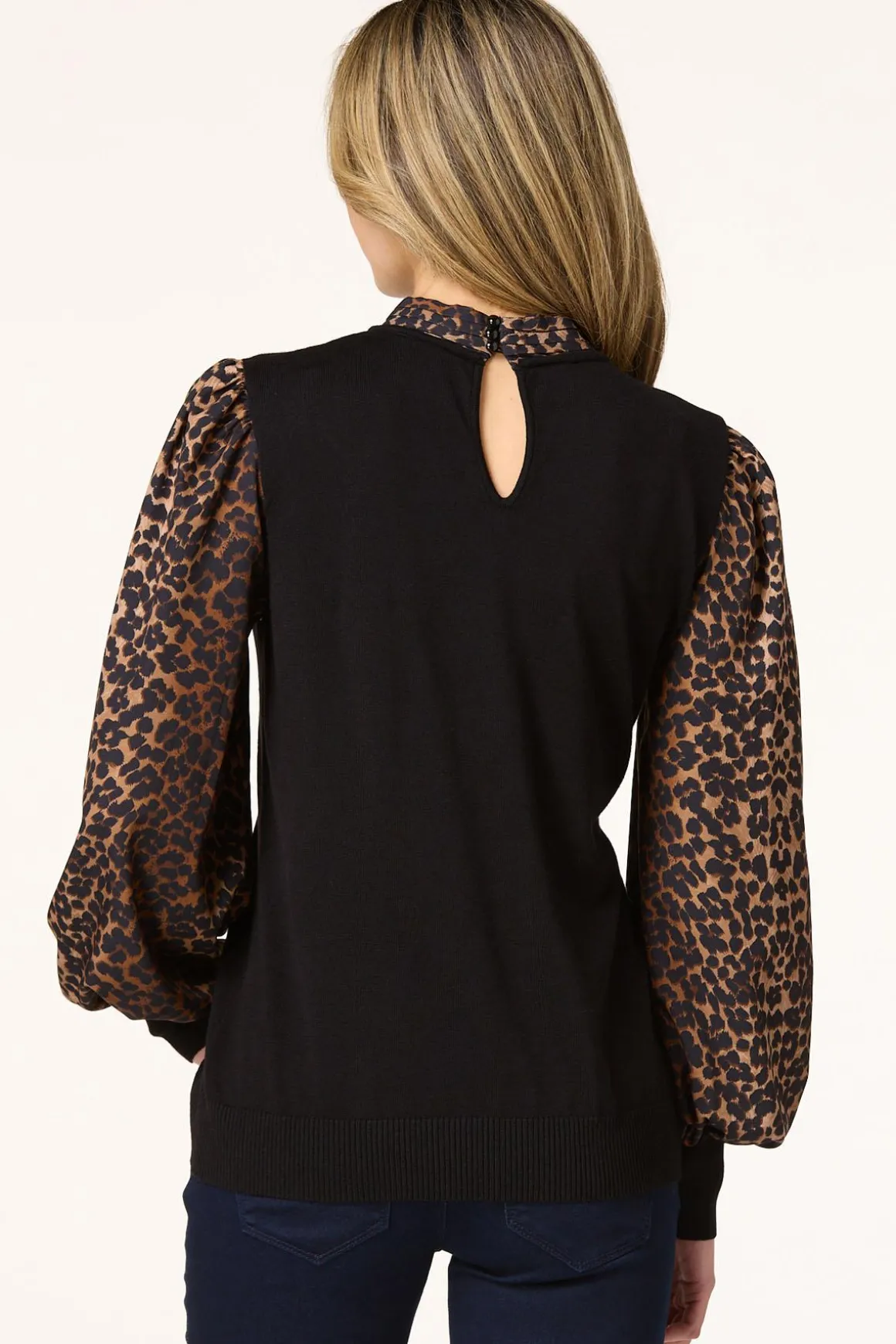 Animal Tie Neck Sweater
