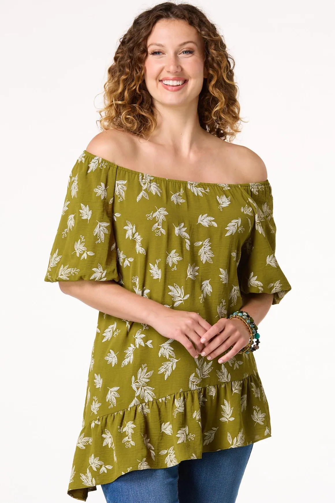 Asymmetrical Ruffled Hem Top