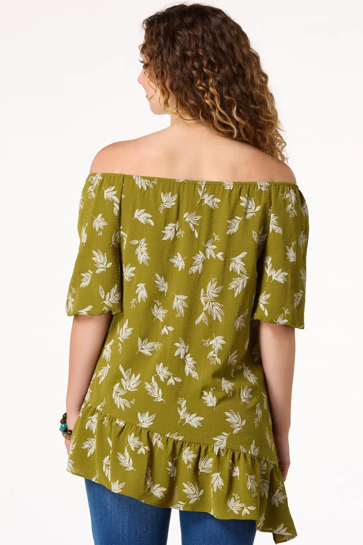 Asymmetrical Ruffled Hem Top