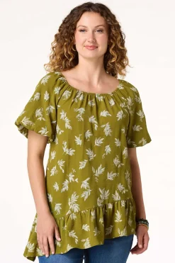 Asymmetrical Ruffled Hem Top