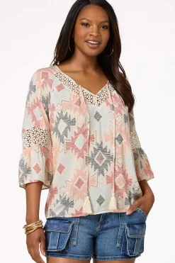 Aztec Bell Sleeve Top
