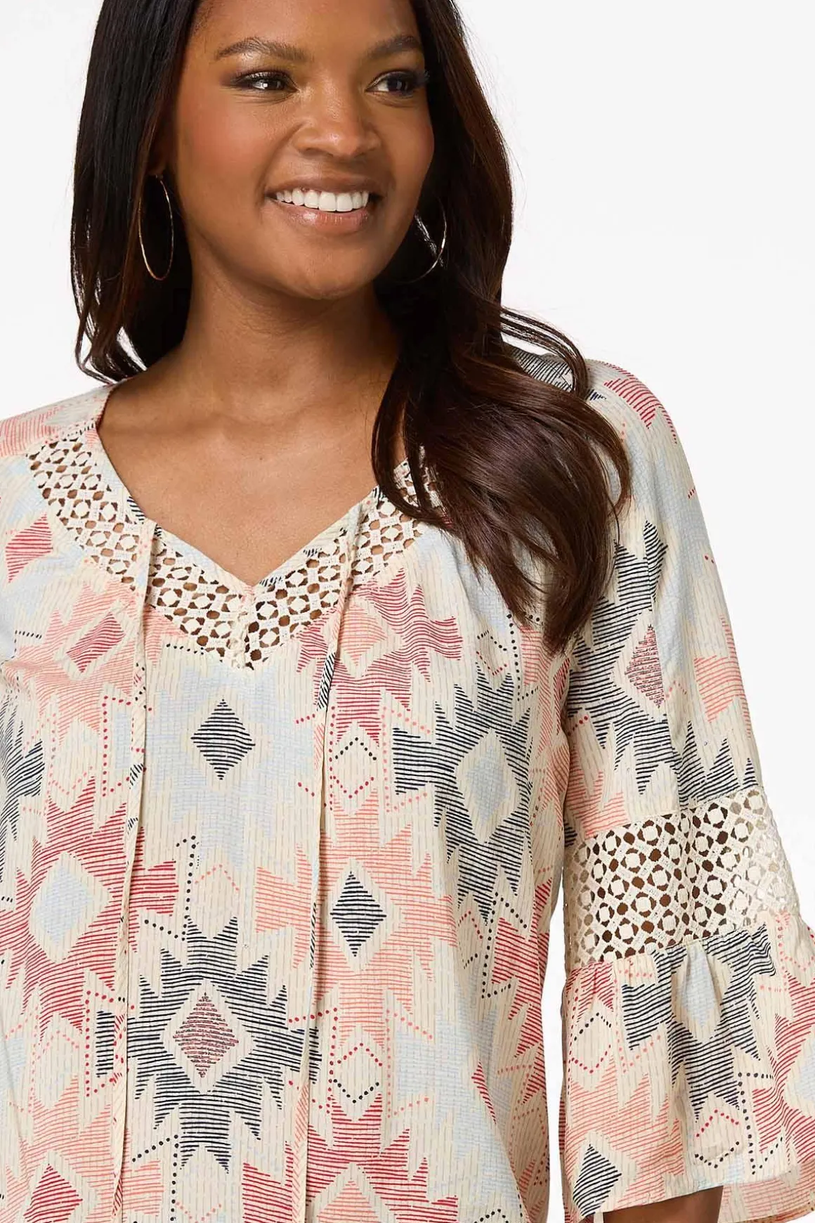 Aztec Bell Sleeve Top