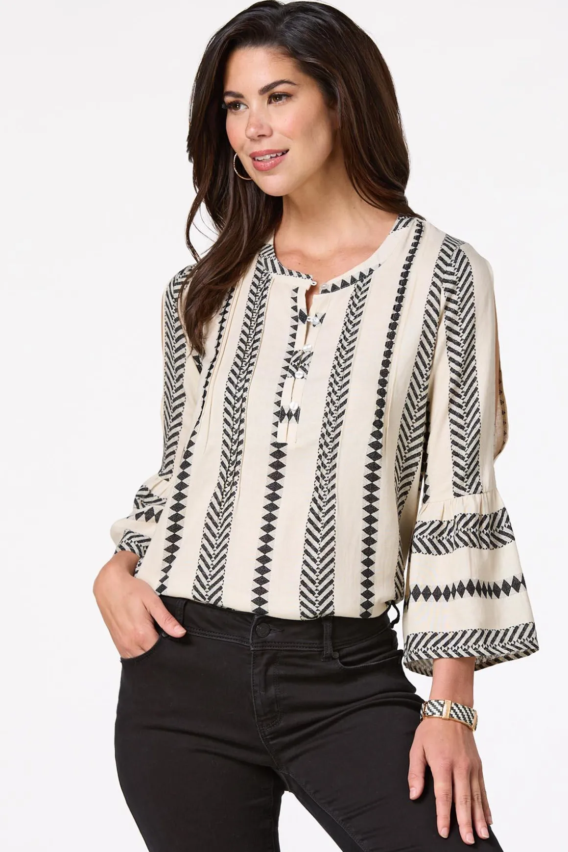 Aztec Bell Sleeve Top