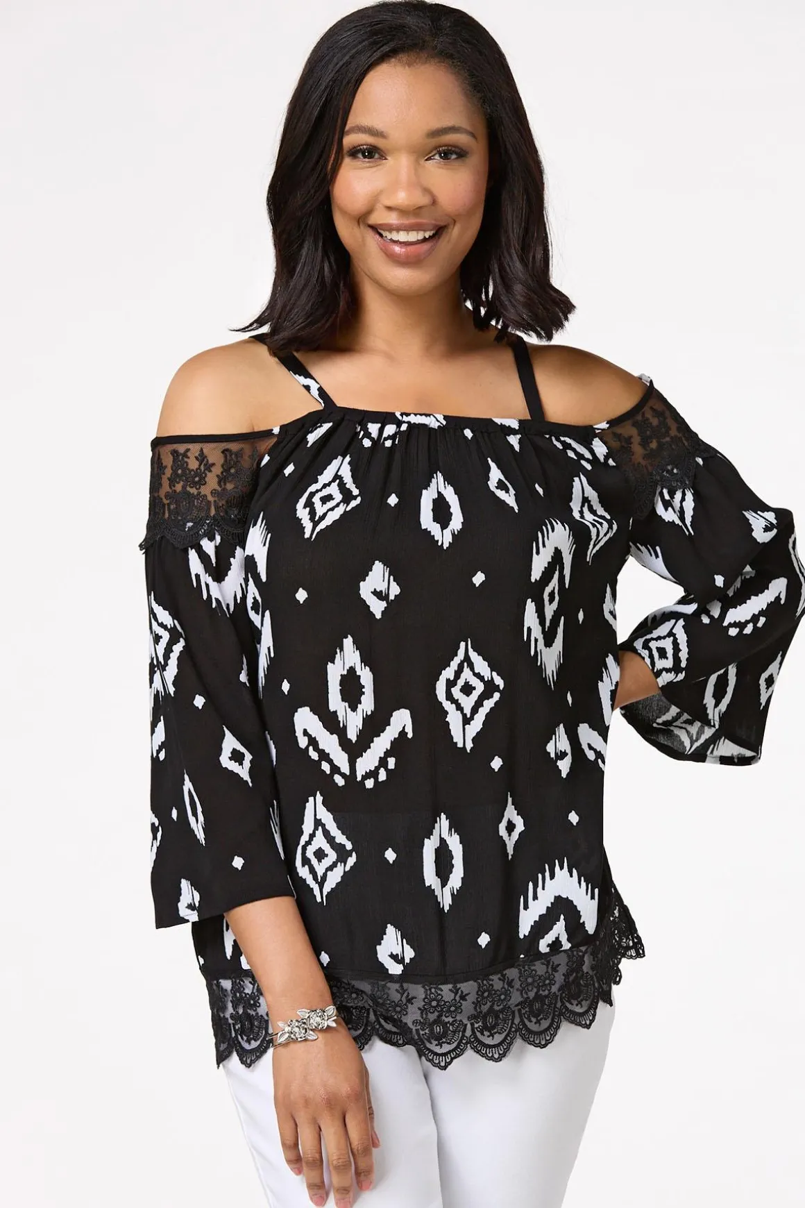 Aztec Lace Trim Top