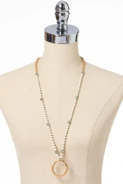 Bead Rondelle Ring Pendant Necklace Set