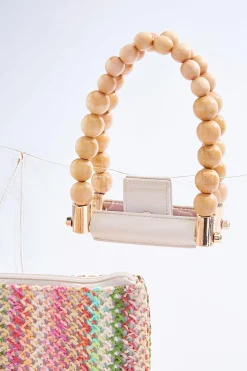 Beaded Handle Lucite Satchel Set