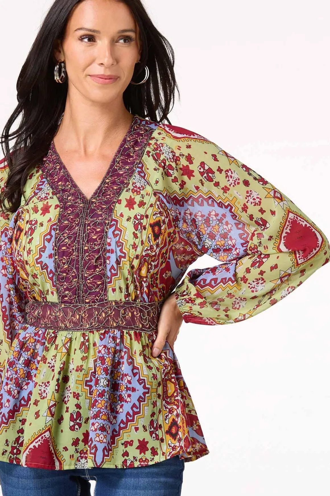 Beaded Peplum Top