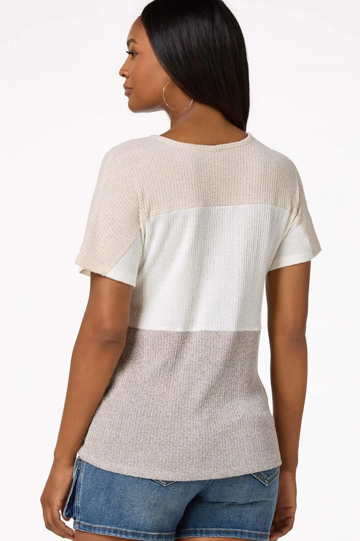 Beige Colorblock Top