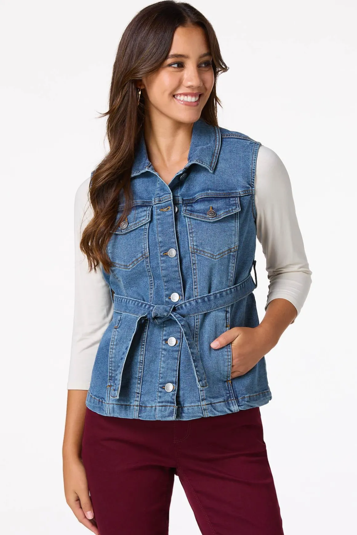 Belted Denim Vest