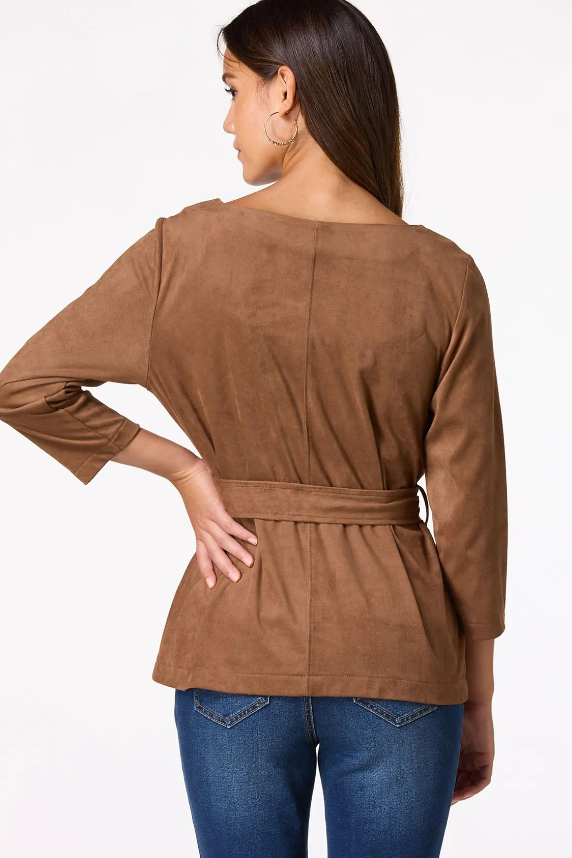 Belted Faux Suede Top