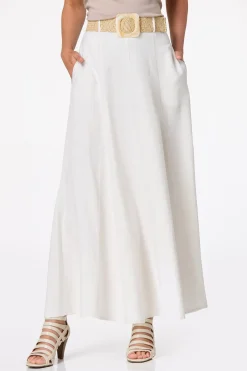 Belted Linen Maxi Skirt