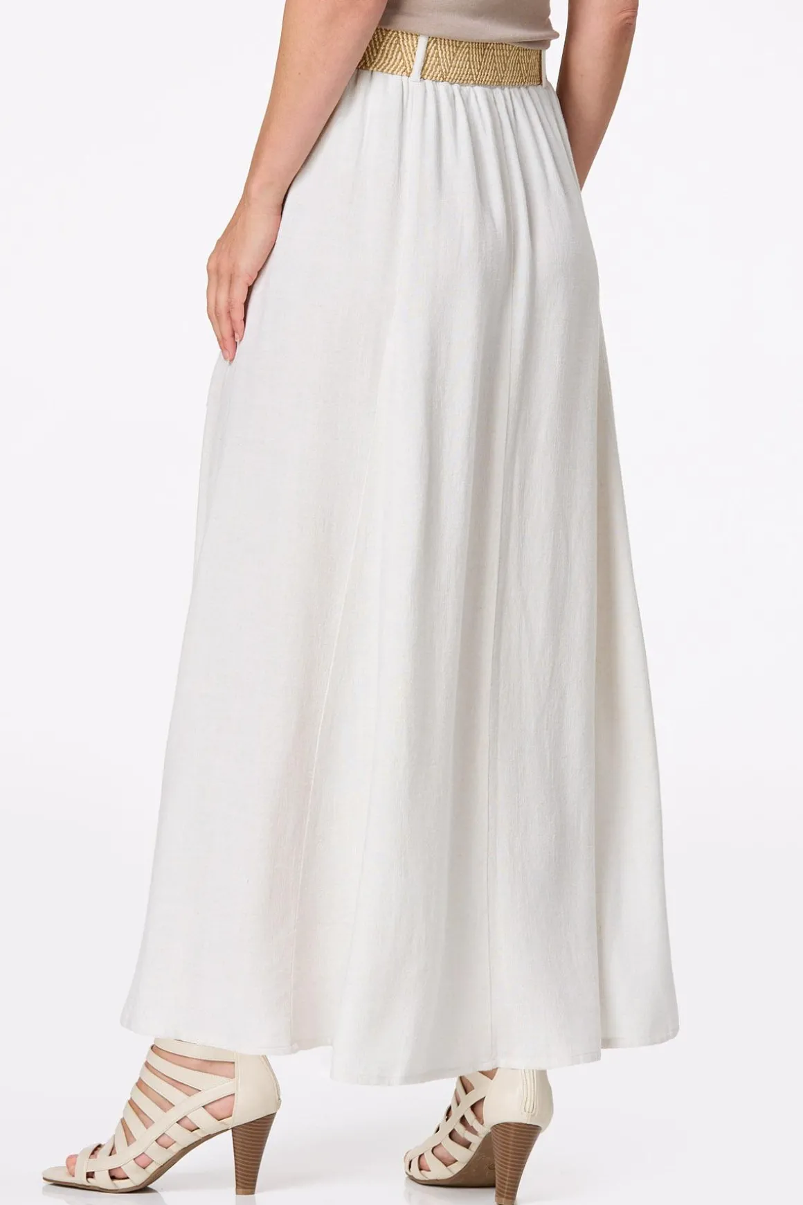 Belted Linen Maxi Skirt