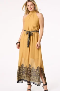 Belted Mock Neck Dress
