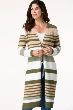 Belted Stripe Chenille Cardigan