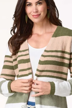Belted Stripe Chenille Cardigan