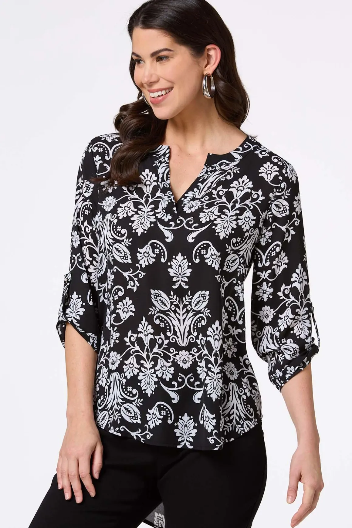 Black And White Floral Tunic