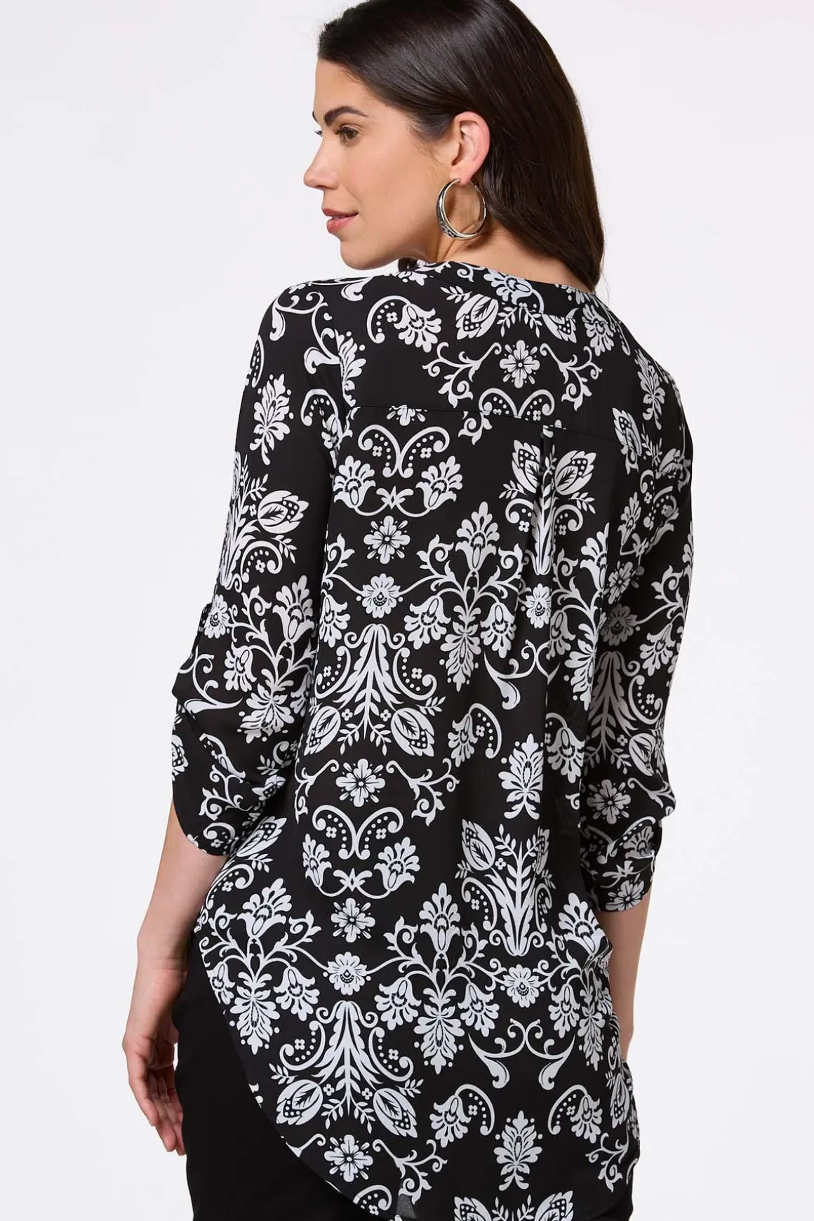 Black And White Floral Tunic