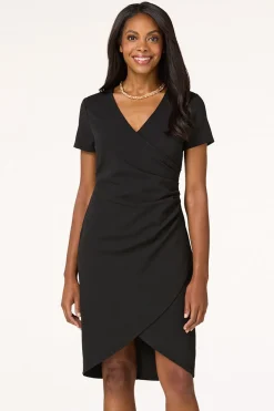 Black Faux Wrap Dress