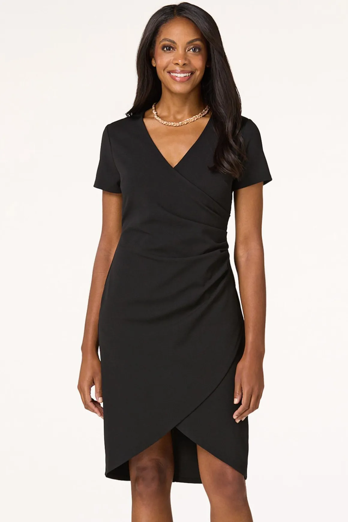 Black Faux Wrap Dress