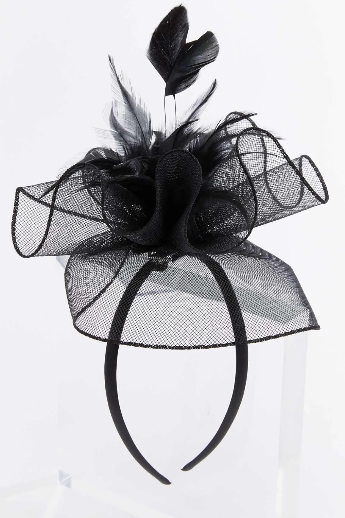 Black Feather Mesh Fascinator