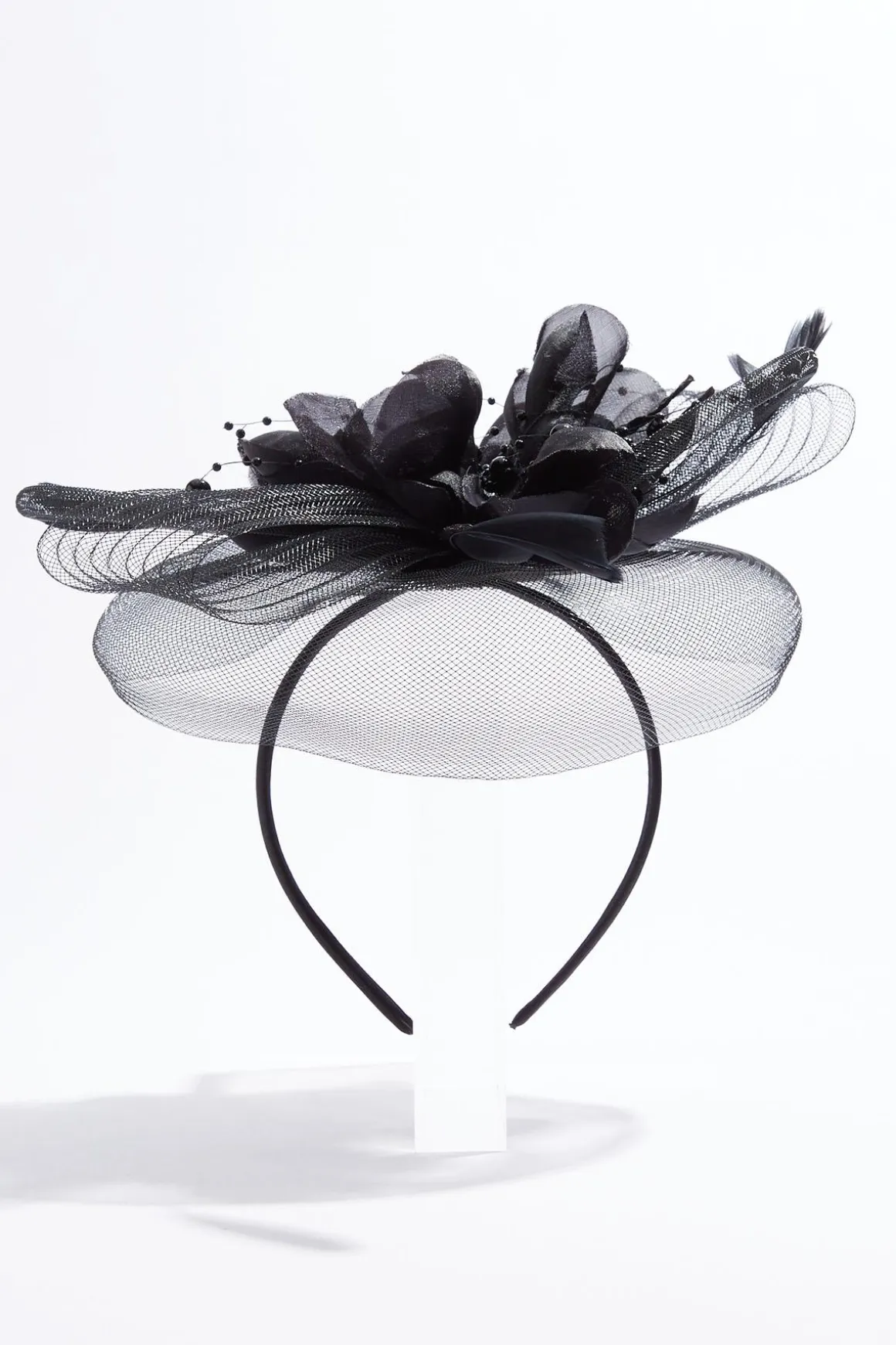 Black Flower Bead Fascinator