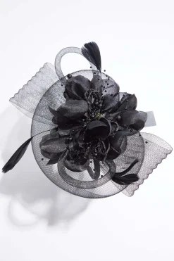 Black Flower Bead Fascinator