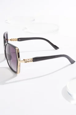 Bling Trim Black Sunglasses