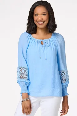Blue Balloon Sleeve Poet Top