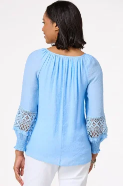 Blue Balloon Sleeve Poet Top