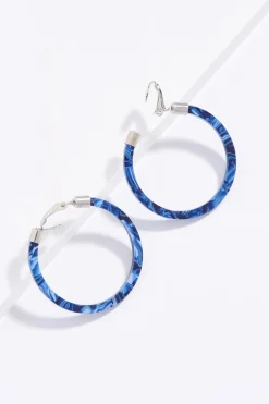 Blue Clip- On Hoop Earrings