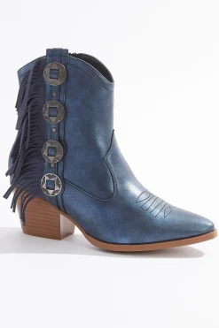Blue Fringe Western Booties