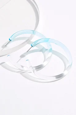 Blue Ombre Lucite Hoop Earrings