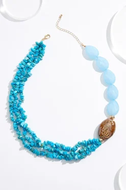 Blue Stone Western Short Necklace