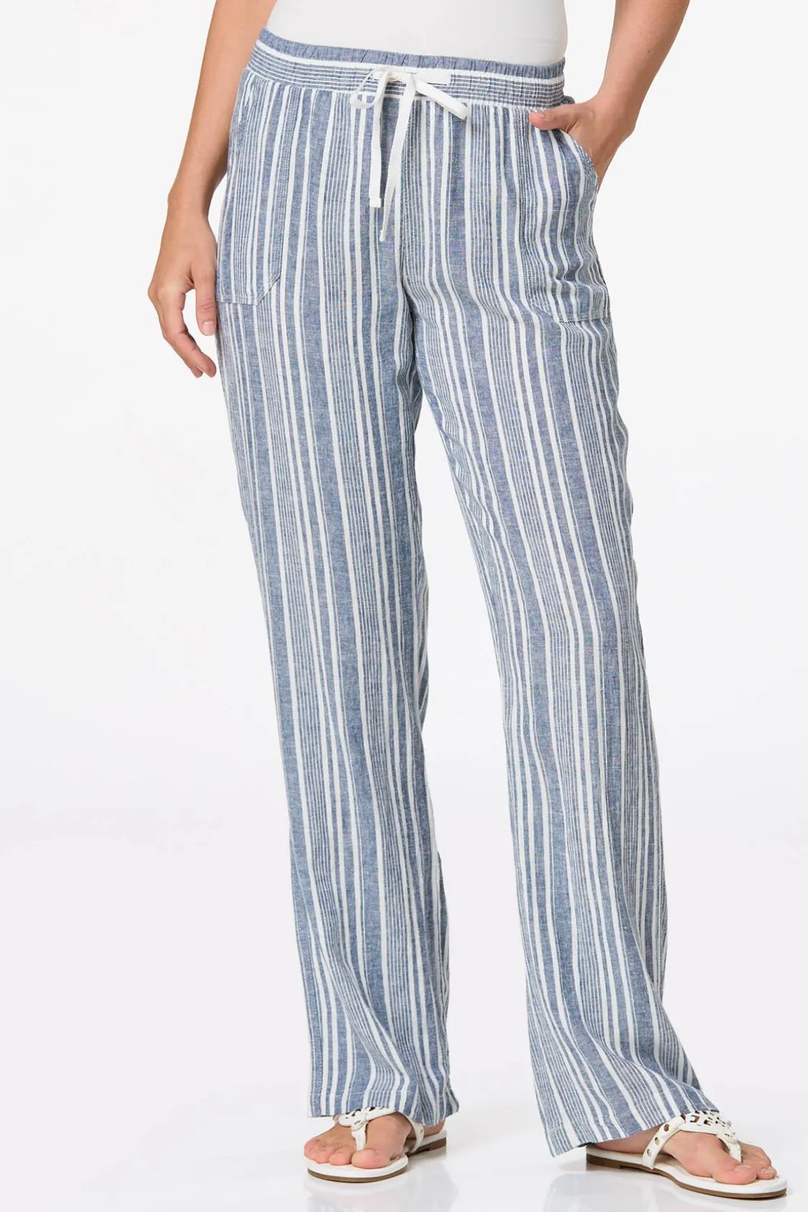 Blue Stripe Linen Beach Pants