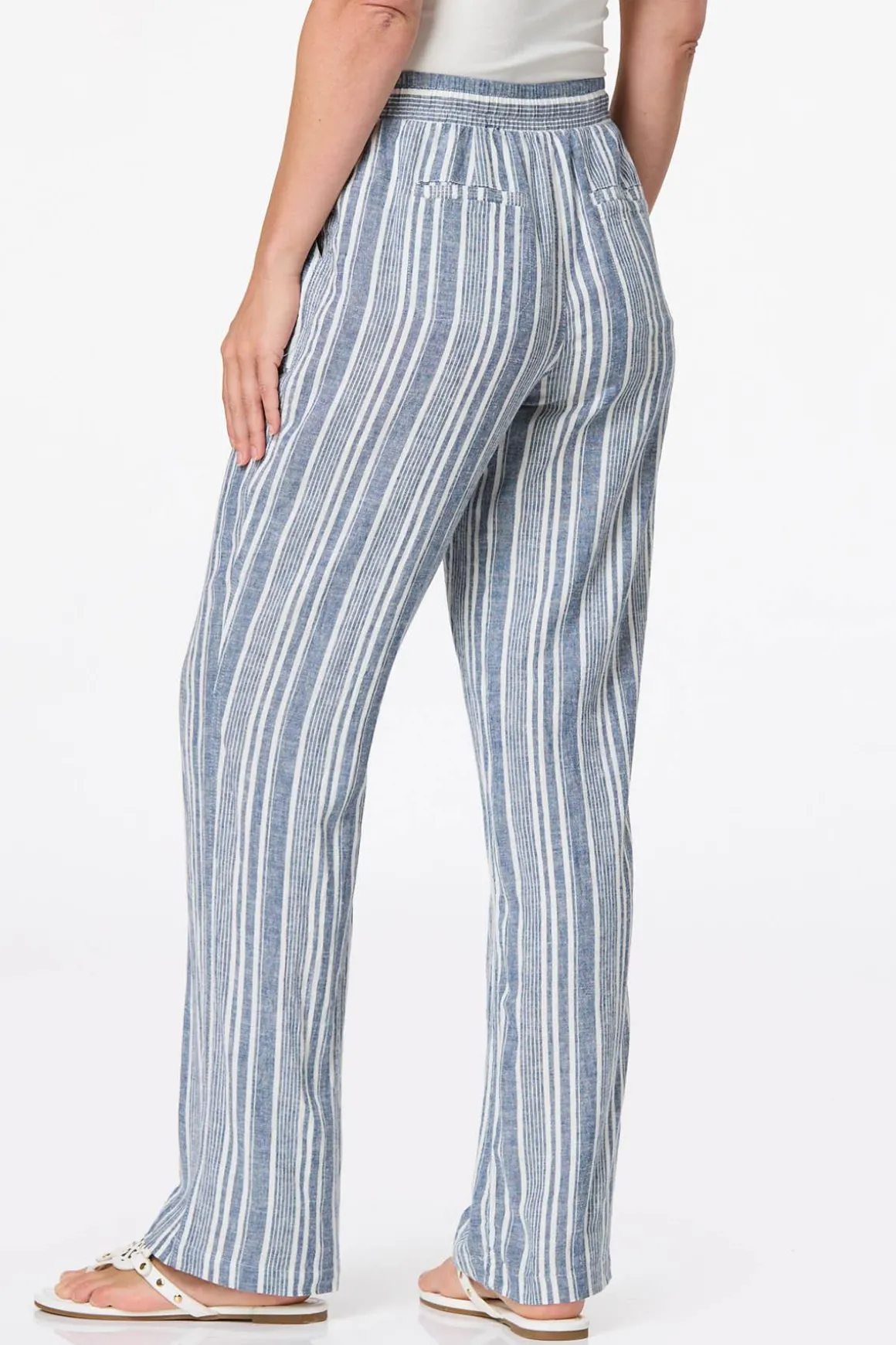 Blue Stripe Linen Beach Pants