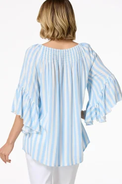 Blue Stripe Poet Top