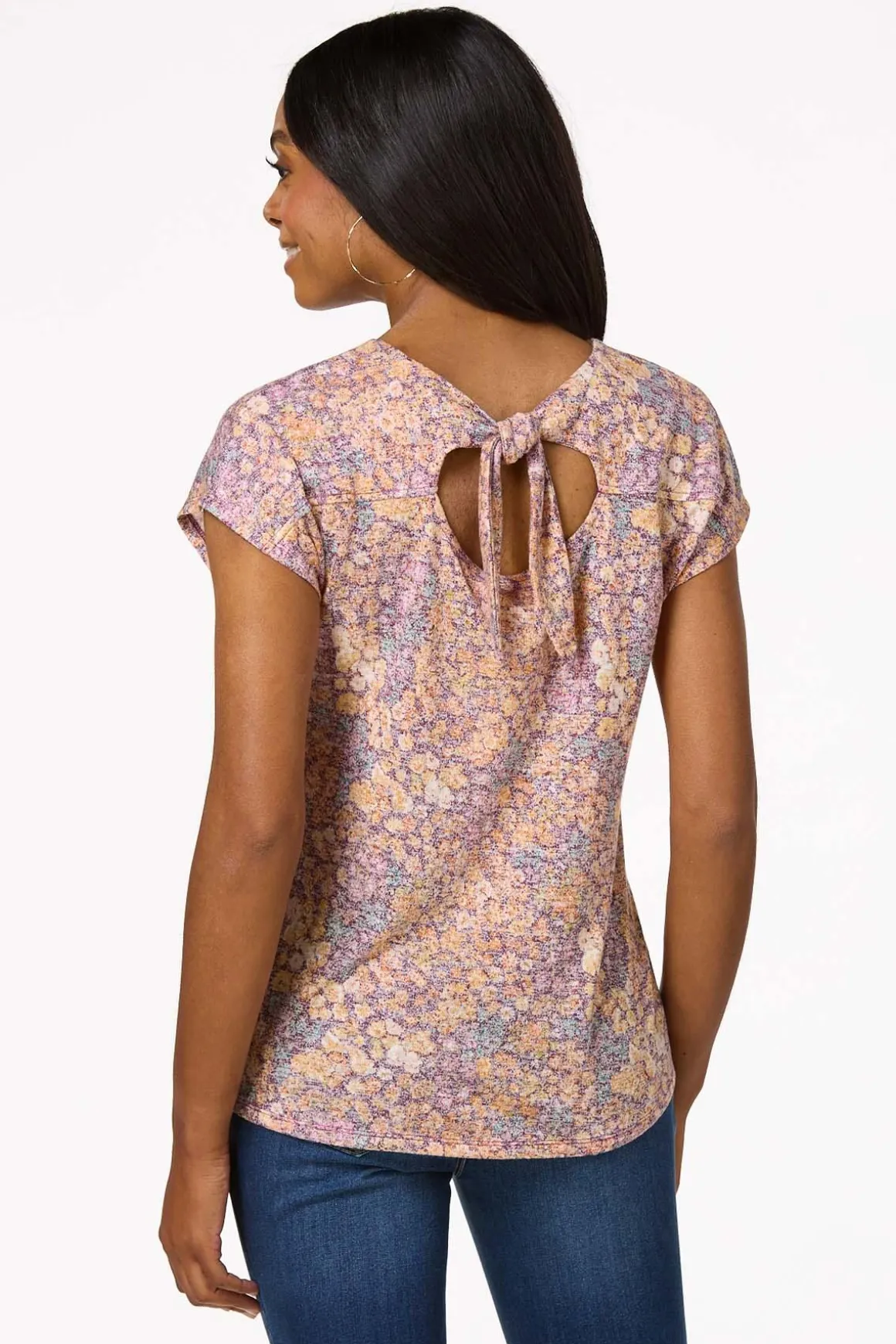 Blurred Floral Tie Back Top