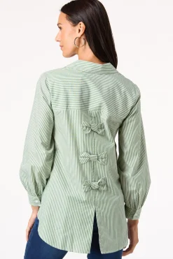 Bow Back Detail Button Down Shirt