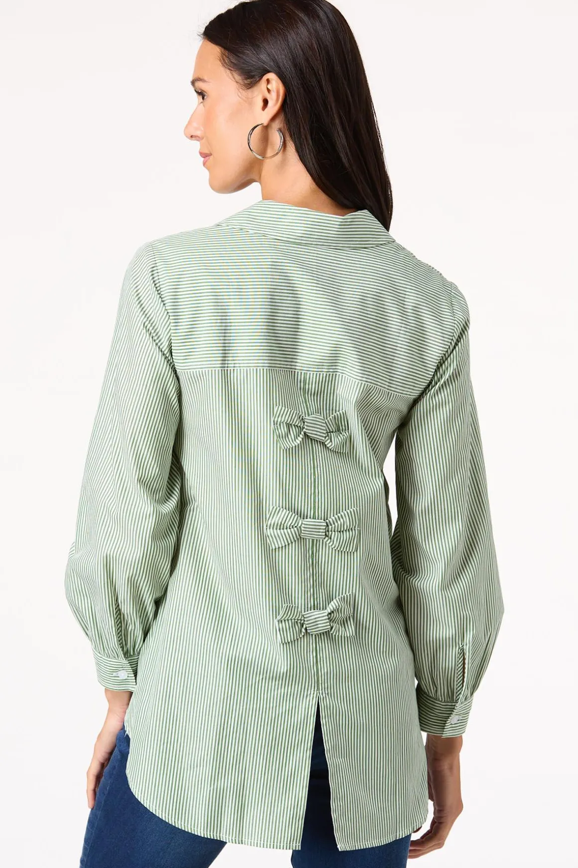 Bow Back Detail Button Down Shirt