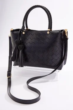 Braided Handle Woven Satchel