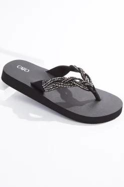 Braided Stone Band Flip Flops