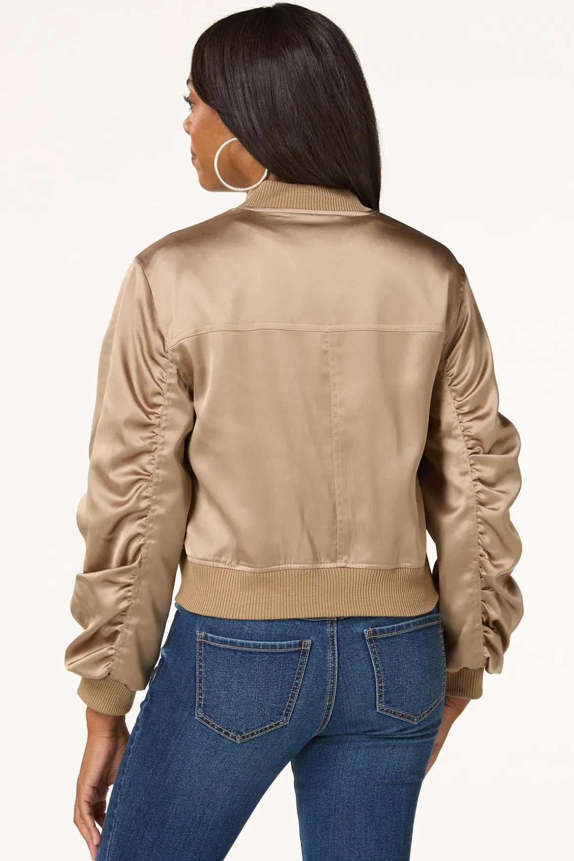 Bronze Satin Bomber Jacket