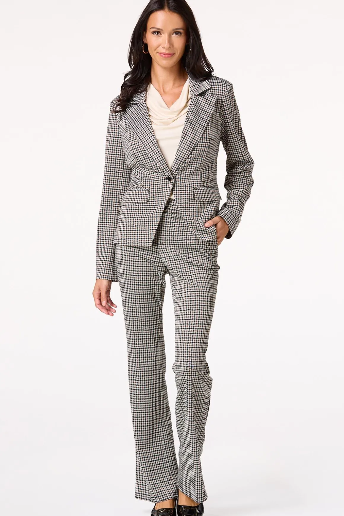 Brown And Black Houndstooth Pants