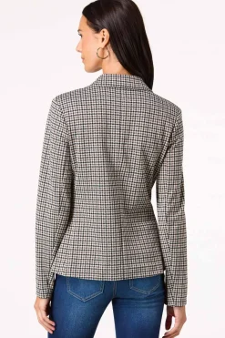 Brown And Black Houndstooth Blazer