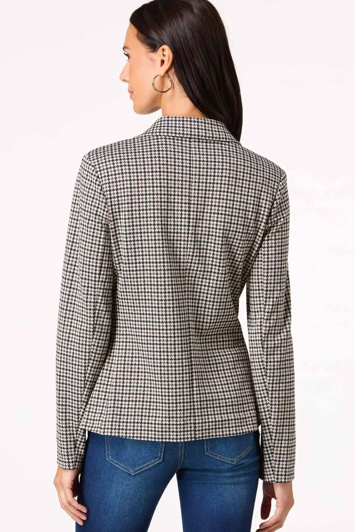 Brown And Black Houndstooth Blazer